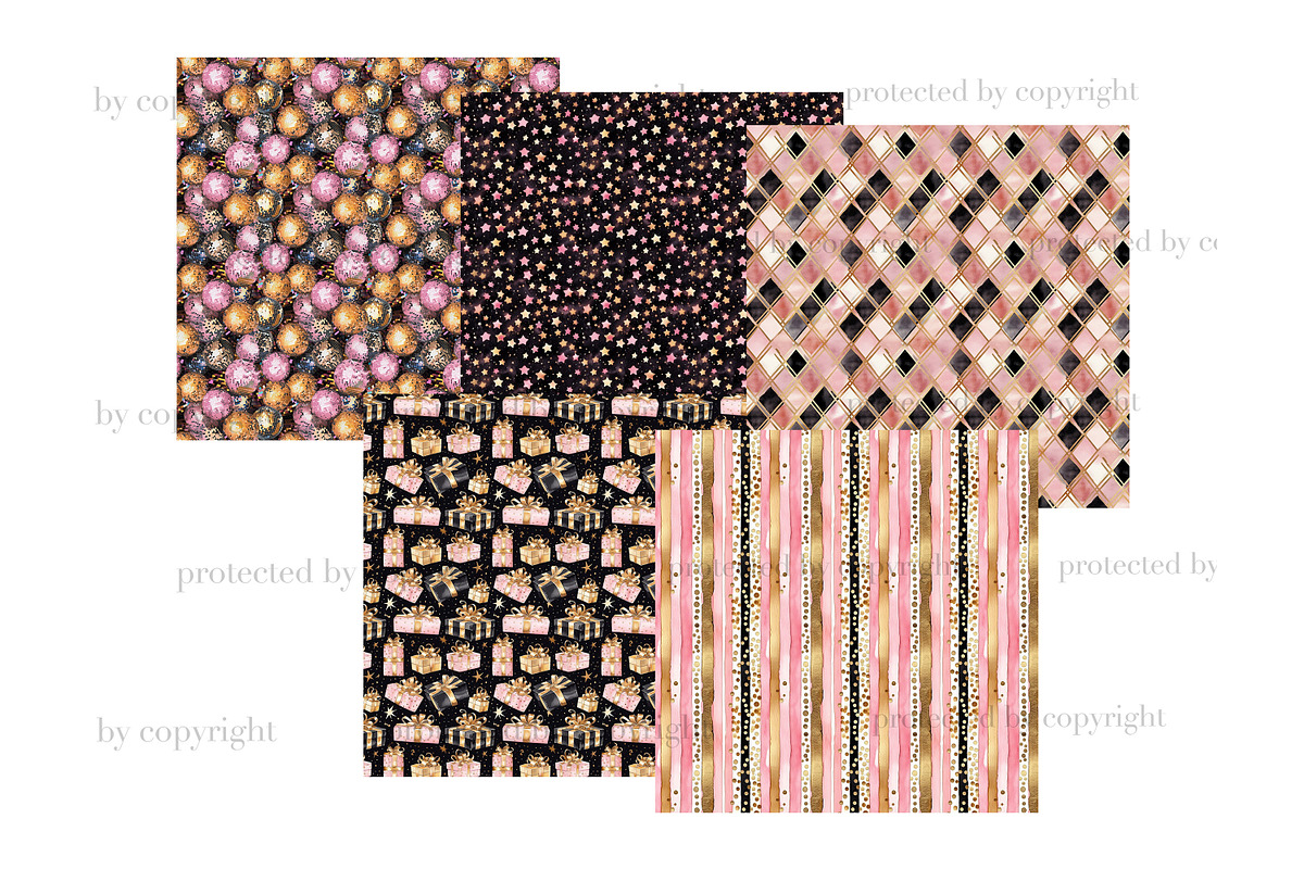 Black And Pink Digital Paper, a Pattern Graphic by GlamArtZhanna (Photo 3 of 3)