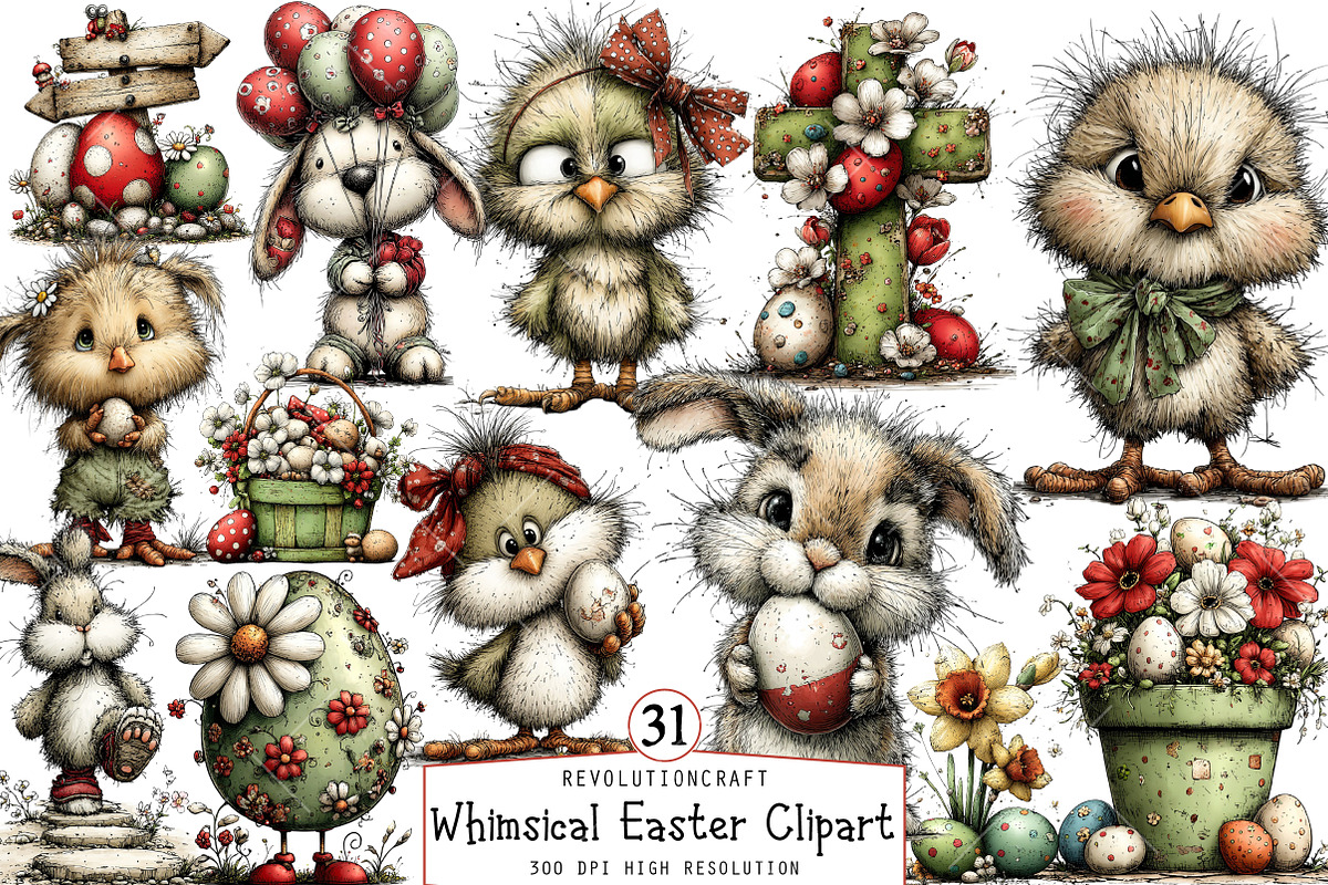 Whimsical Easter PNG Clipart, an Illustration by OK Design (Photo 1 of 6)