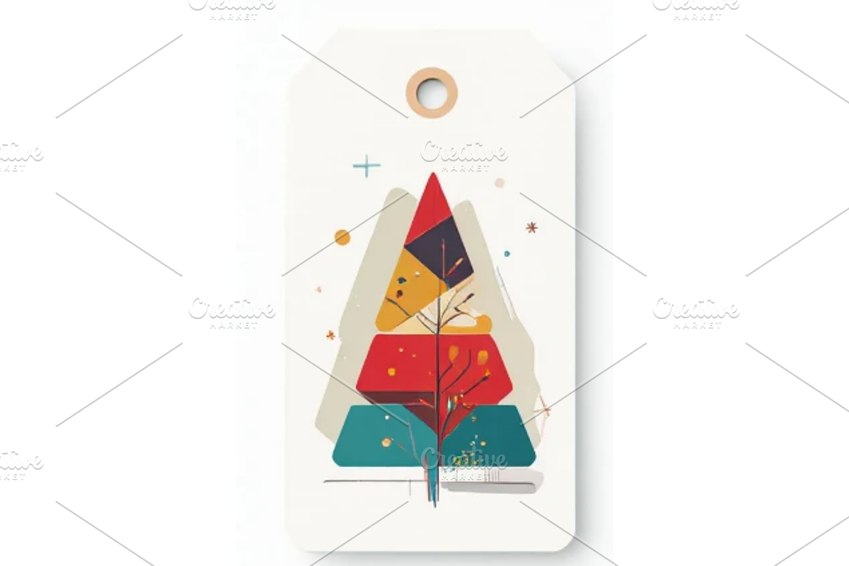 Geometric Christmas Gift Tag Clipart, a Decorative Illustration by Creative design (Photo 2 of 7)