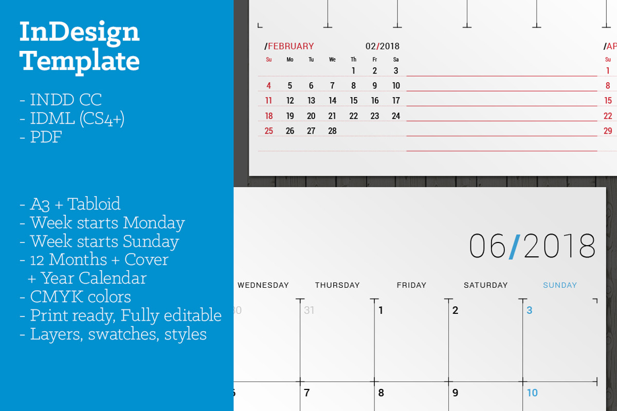 Monthly Planner 2018 (MP018-18), a Stationery Template by mikhailmorosin