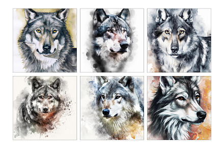 Watercolor Wolves Timber Wolf