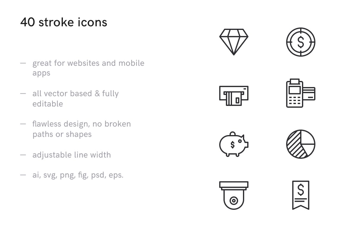 Banking Icons (40 icons), an Outline Icon by Middltone (Photo 2 of 4)