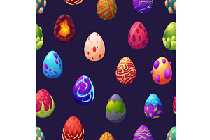 Dragon fantasy eggs seamless pattern, an Illustration by LadadikArt