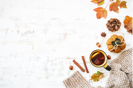 Fall background. Cozy autumn on, a Food & Drink Photo by Nadia-nb