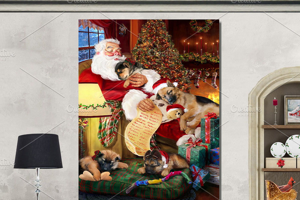 German Shepherd Dog Xmas Wall Art, an Animal Illustration by Art Paradise Studios (Photo 2 of 3)