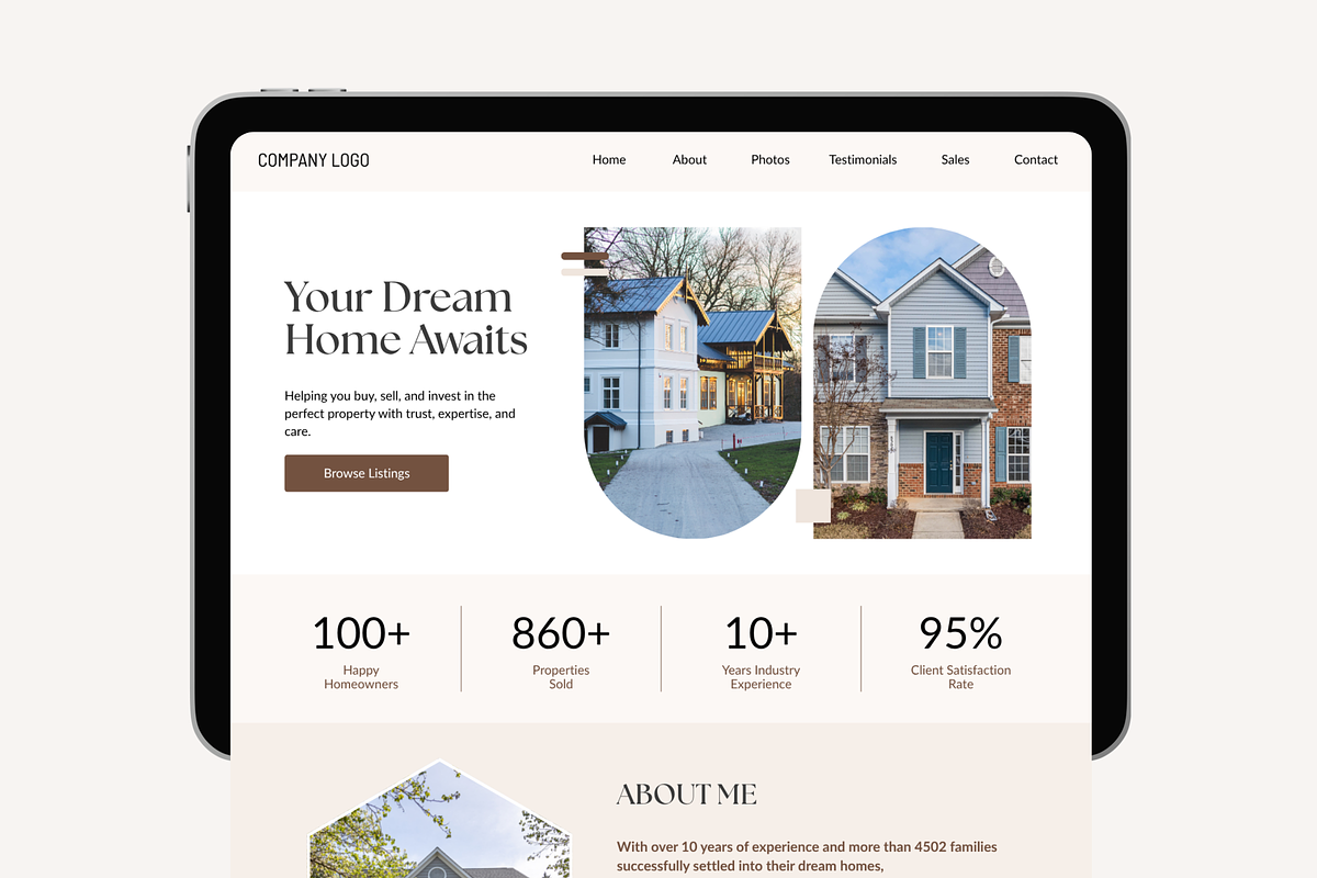 Real Estate Website Canva Templates, a Landing Page Template by Snapybiz (Photo 4 of 11)