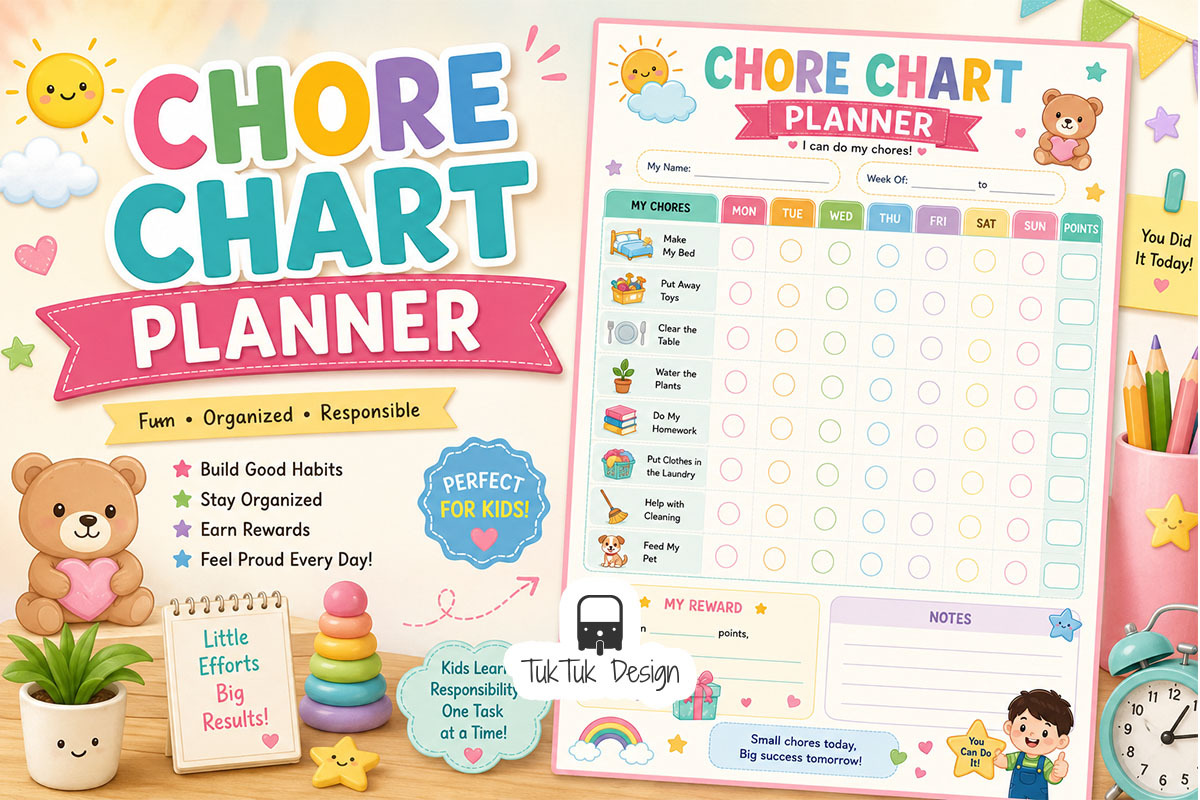 15 Kids Planners Printable Bundle, an Education Illustration by TukTuk Design (Photo 2 of 17)