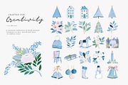 blue Christmas watercolor clipart, a Decorative Illustration by Patishop Art (Thumbnail 12 of 13)
