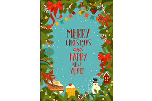 Festive Christmas Card with Fir, an Object Illustration by Maria Starus
