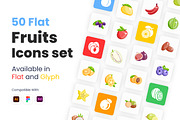 Flat Fruits Icons Set, a Duotone Icon by Brickclay (Thumbnail 1 of 6)