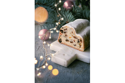 Christmas stollen on grey stone, a Food & Drink Photo by tilialucida