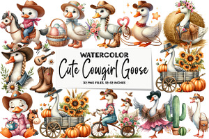 Cute Cowgirl Png Goose Bundle, an Illustration by DreamArtGraphic