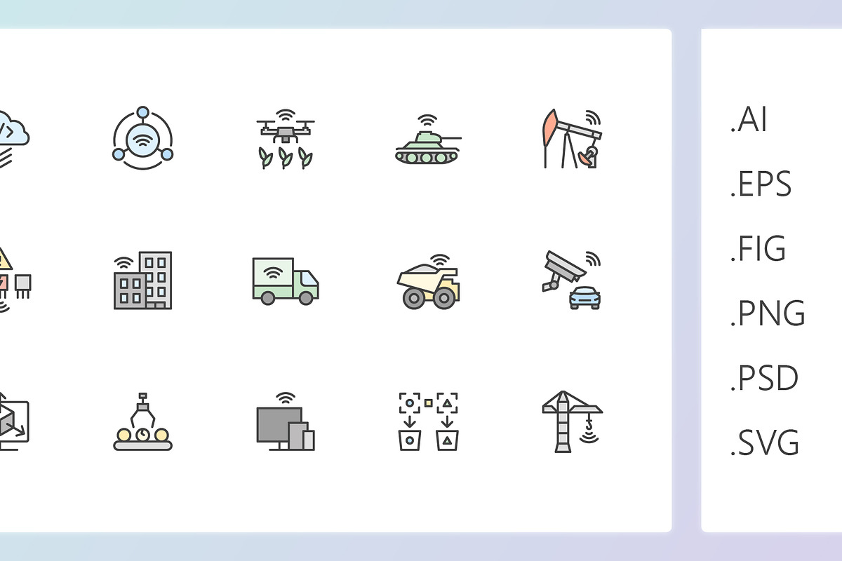 IIoT outline colored iconset, an Outline Icon by LAFS (Photo 3 of 4)