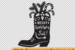 Cowboy Christmas Boot Silhouette Svg