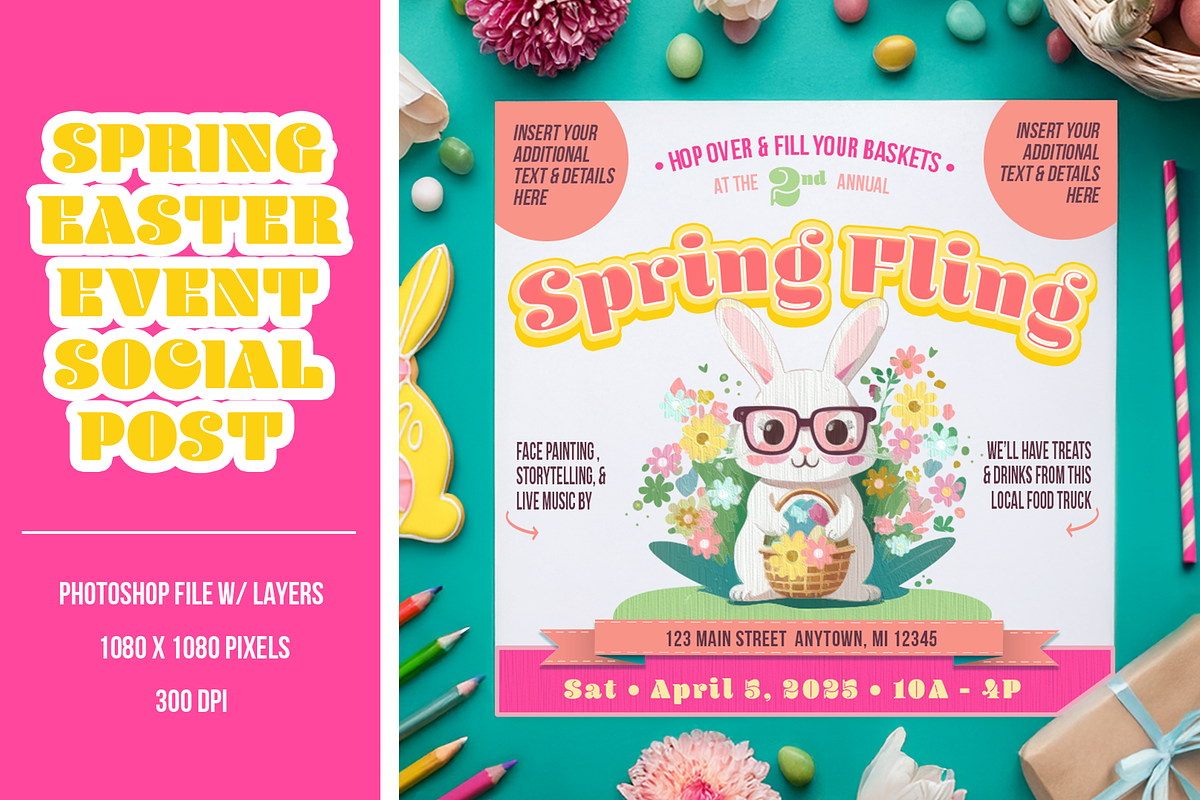 Easter Spring Event Social Post, a Social Media Template by Cordial Punch Press