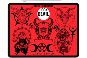 Devil - Procreate Tattoo Stamp Set