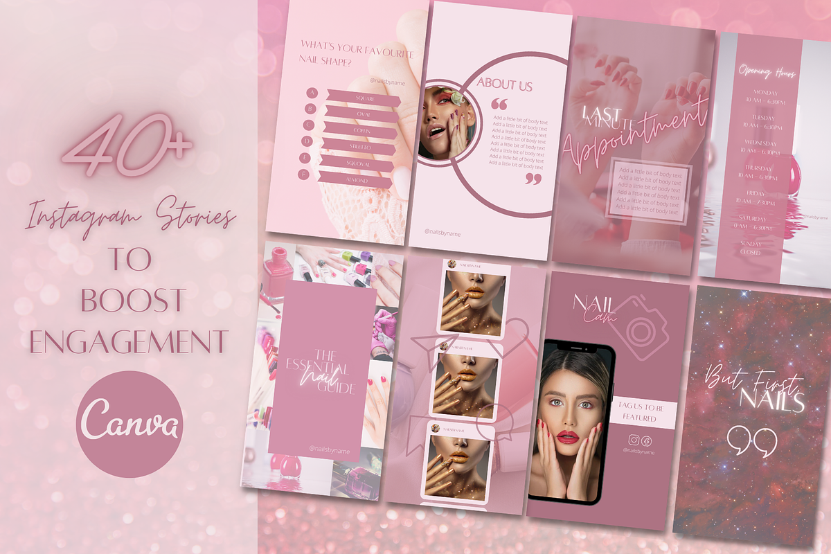 Pink Nail Instagram Template Bundle, a Social Media Template by Faytemplates (Photo 4 of 10)