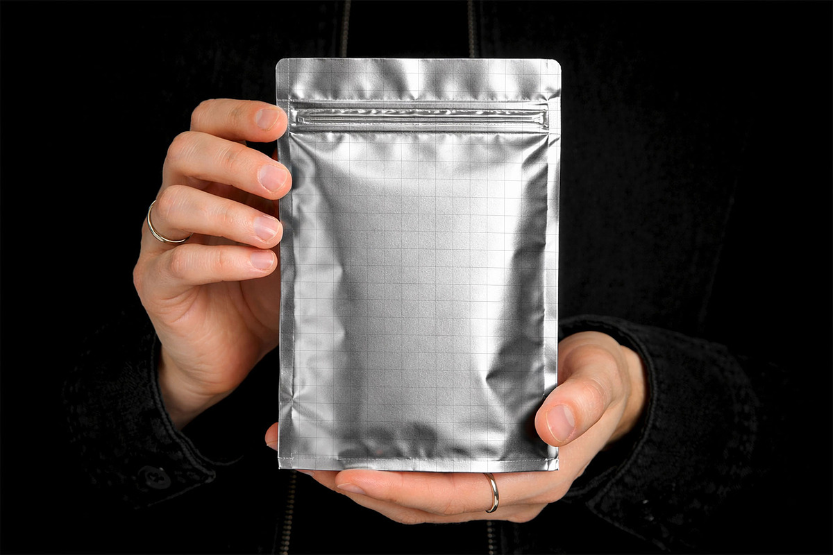 Metalic Foil Paper Pouch Bag Mockup, a Packaging Mockup by Templeste (Photo 3 of 3)