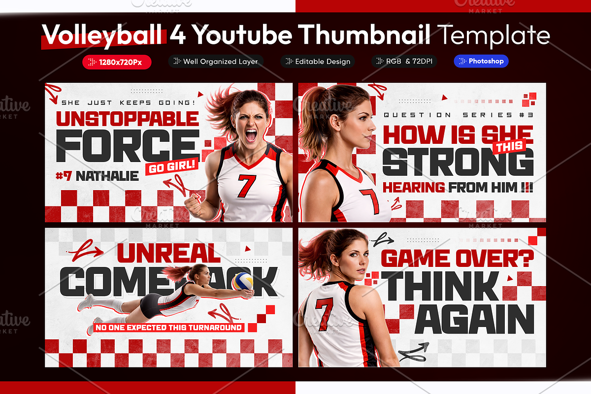 Volleyball YouTube Thumbnail Pack, a Social Media Template by OnurDemircan (Photo 1 of 6)