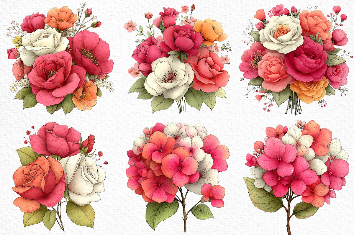 Whimsical Summer Flowers Clipart, an Illustration by Craft Nest (Photo 5 of 12)