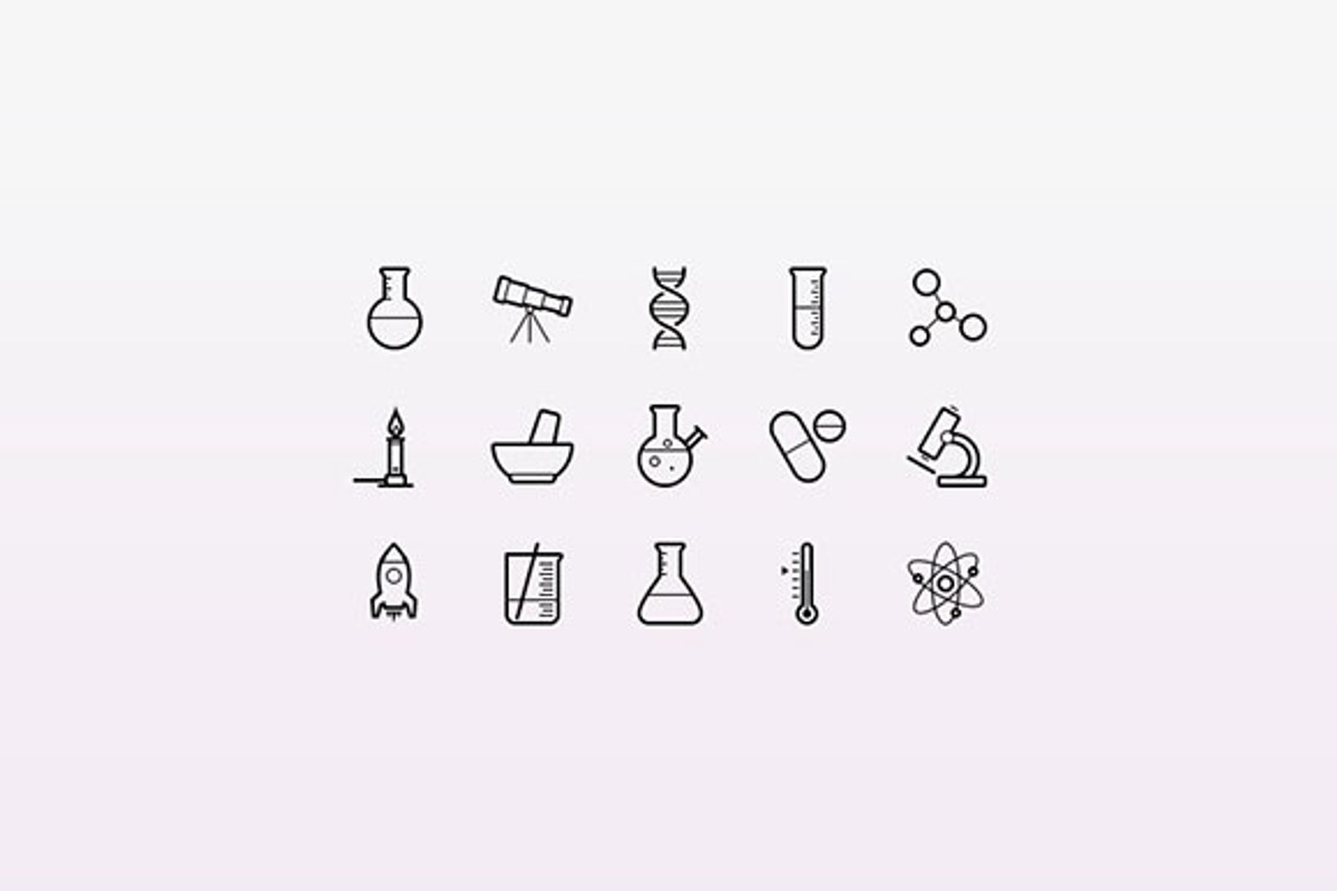 15 Outlined Science Icons preview 2