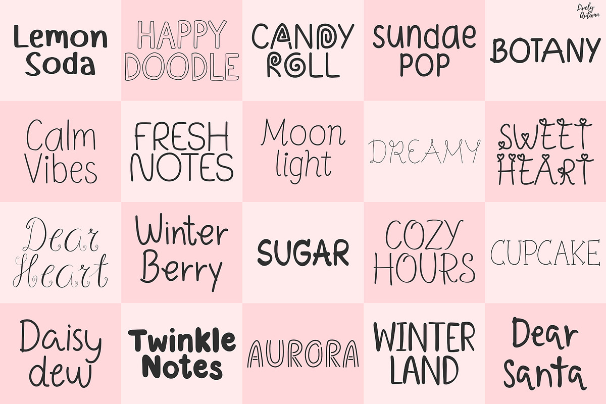 20 Cute Handwritten Fonts Bundle, a Handwritten Font by LivelyAutumn11.11 (Photo 2 of 6)