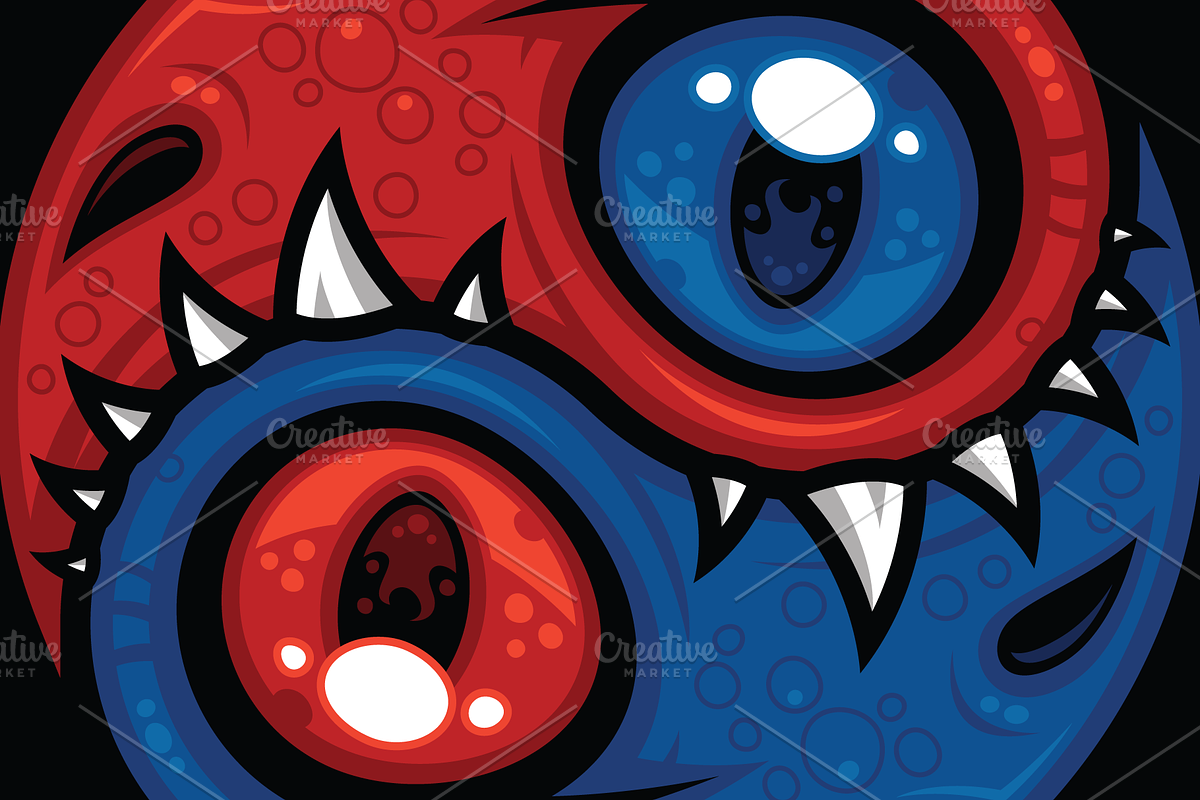 Red and Blue Yin Yang Dragons, an Illustration by Schwegel Illustration (Photo 3 of 3)