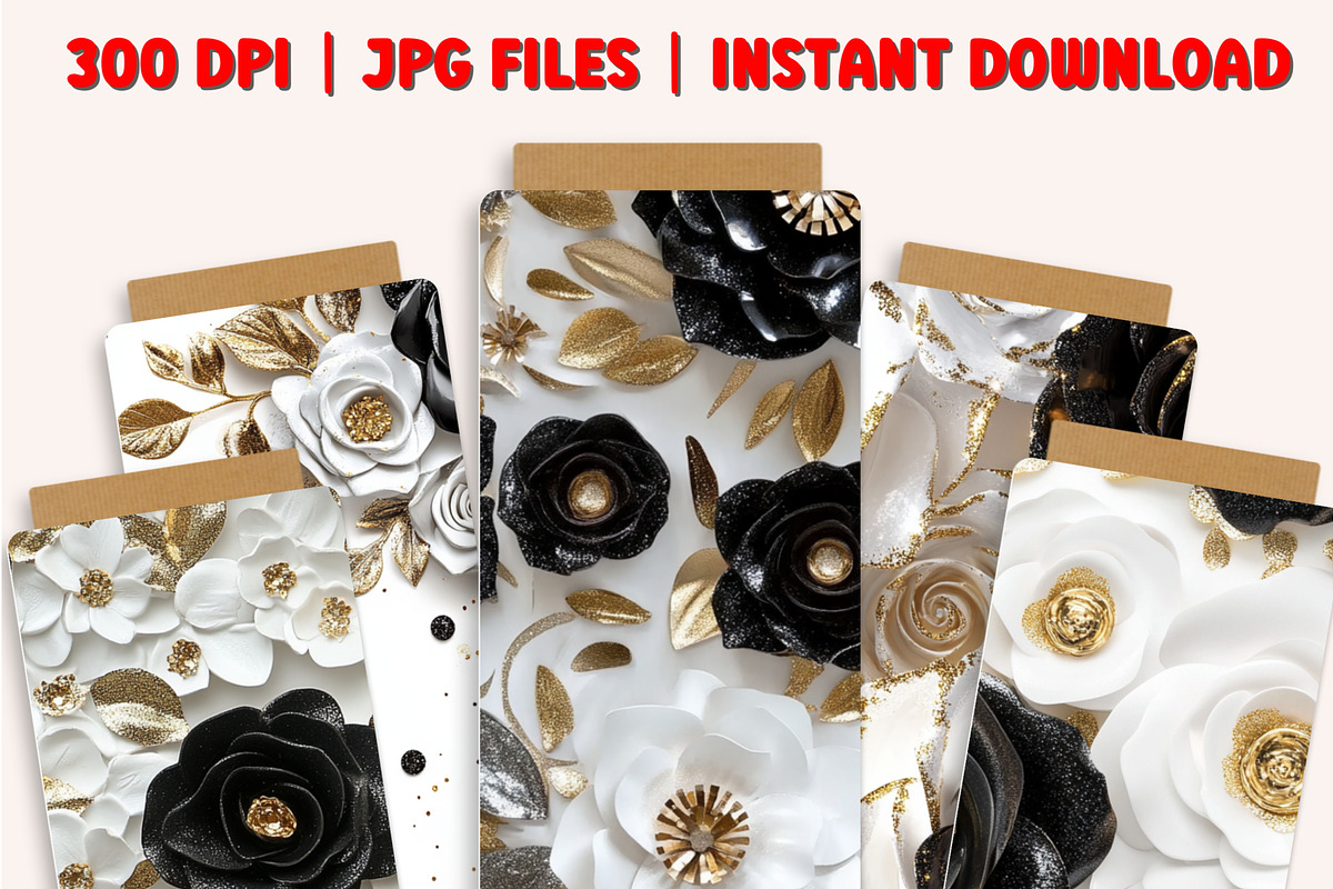 3D Sequin Black and White Roses, a Pattern Graphic by PrintablesByFranklyn (Photo 4 of 6)