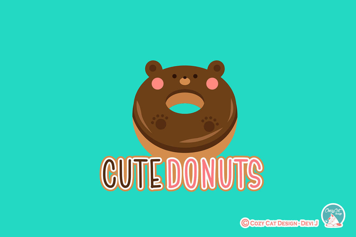 Cute Donuts Digital Clipart, an Object Illustration by Cozy Cat Design (Photo 2 of 3)