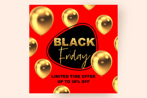 Black friday template with balloons