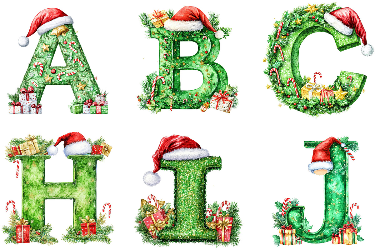 Christmas Alphabet Gold Letters Png, a Seasonal Illustration by Designking (Photo 2 of 4)