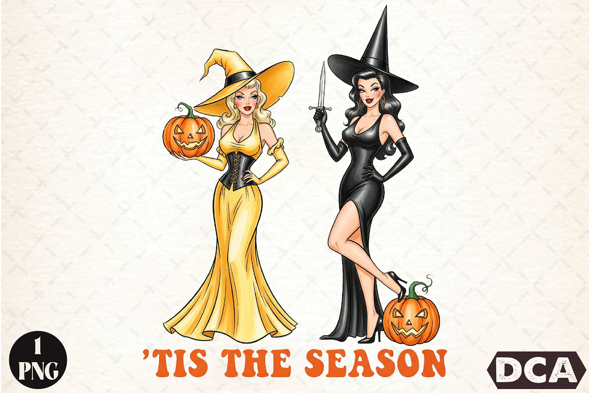 Vintage Halloween Tis the Season PNG, an Illustration by DreamCafeArt (Photo 1 of 7)