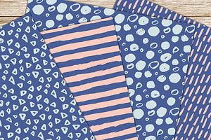 Blue And Pink Brush Patterns