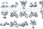 Motorbike Clipart Set, a Decorative Illustration by Pati Charm Studio (Thumbnail 3 of 8)