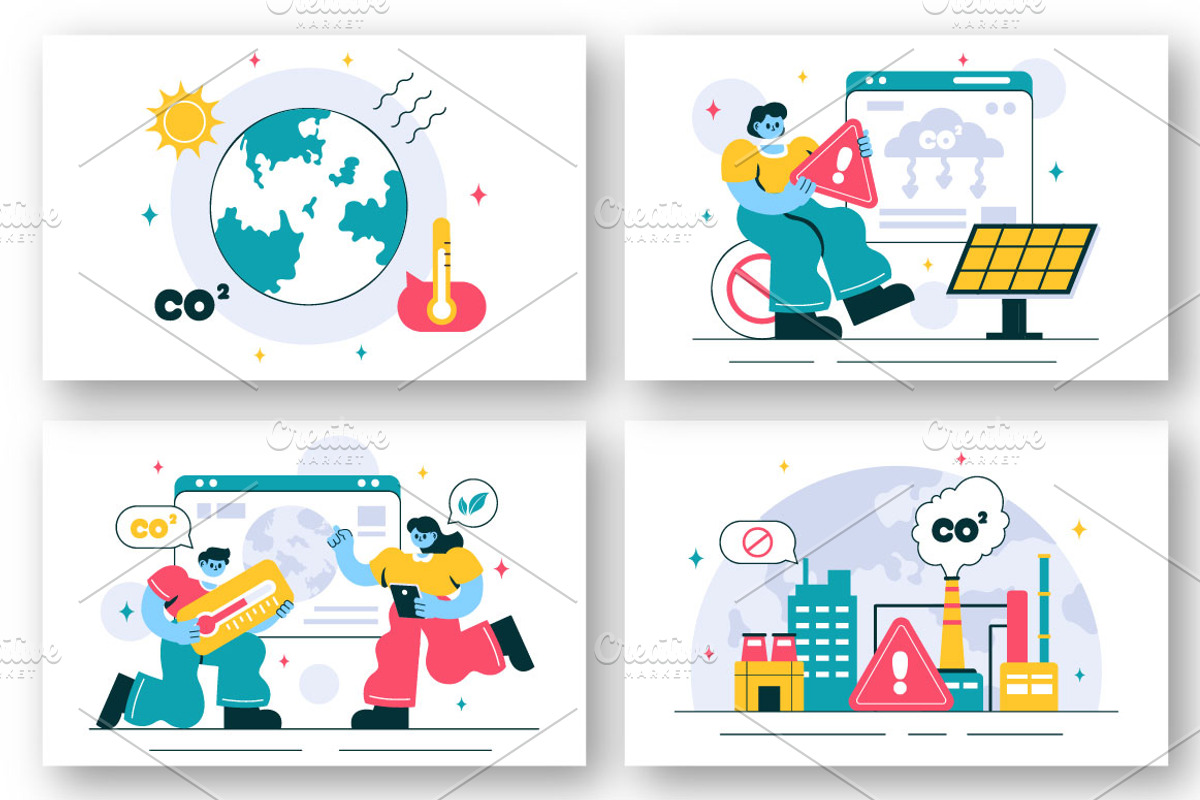 12 Carbon Dioxide CO2 Illustration, an Education Illustration by denayunebgt (Photo 4 of 4)