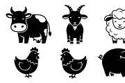 Cute Farm Animal Silhouette Bundle, an Illustration by hafijul (Thumbnail 13 of 51)