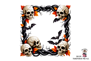 Halloween Skull Frame PNG Bundle, an Illustration by Clipart Bloom (Thumbnail 6 of 11)