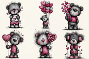Quirky Teddy Bear Valentine Clipart, an Illustration by DreamCafeArt (Thumbnail 5 of 6)