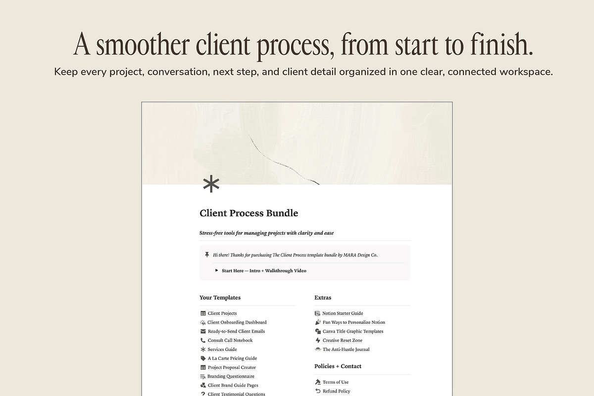Client Process - Notion Bundle, an App Template by MARA Design Co. (Photo 2 of 4)