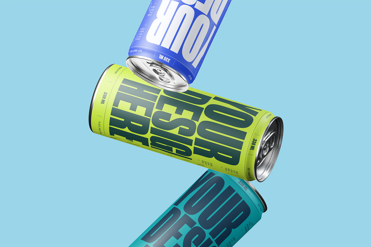 Floating Zigzag 330ml Can Mockup, a Packaging Mockup by Design Squad (Photo 3 of 3)