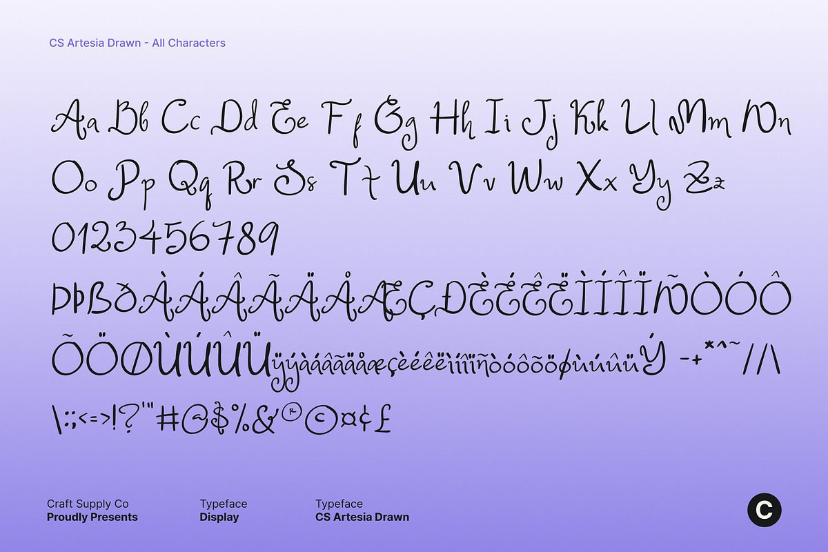 CS Artesia Drawn, a Handwritten Font by Craft Supply Co. (Photo 8 of 8)