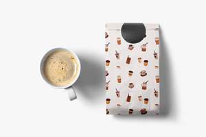 Coffee Drinks Cups Seamless Patterns