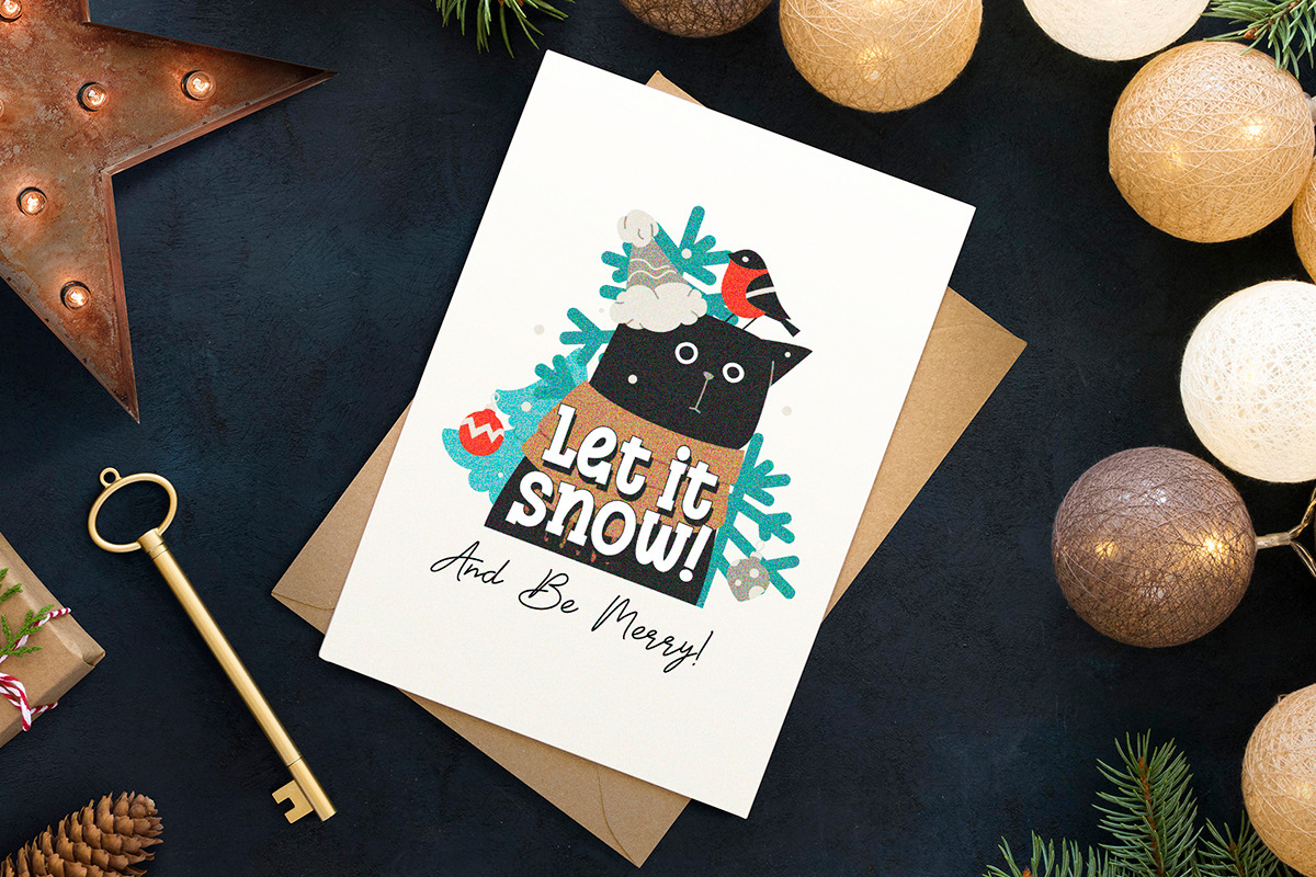Black & Meowy Christmas | Hand Drawn, a Graphic by svetlana.belaia (Photo 4 of 9)