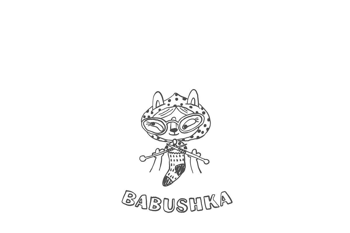Babushka Cats – Funny Line Art, an Illustration by Anastasiya Klempach (Photo 4 of 4)