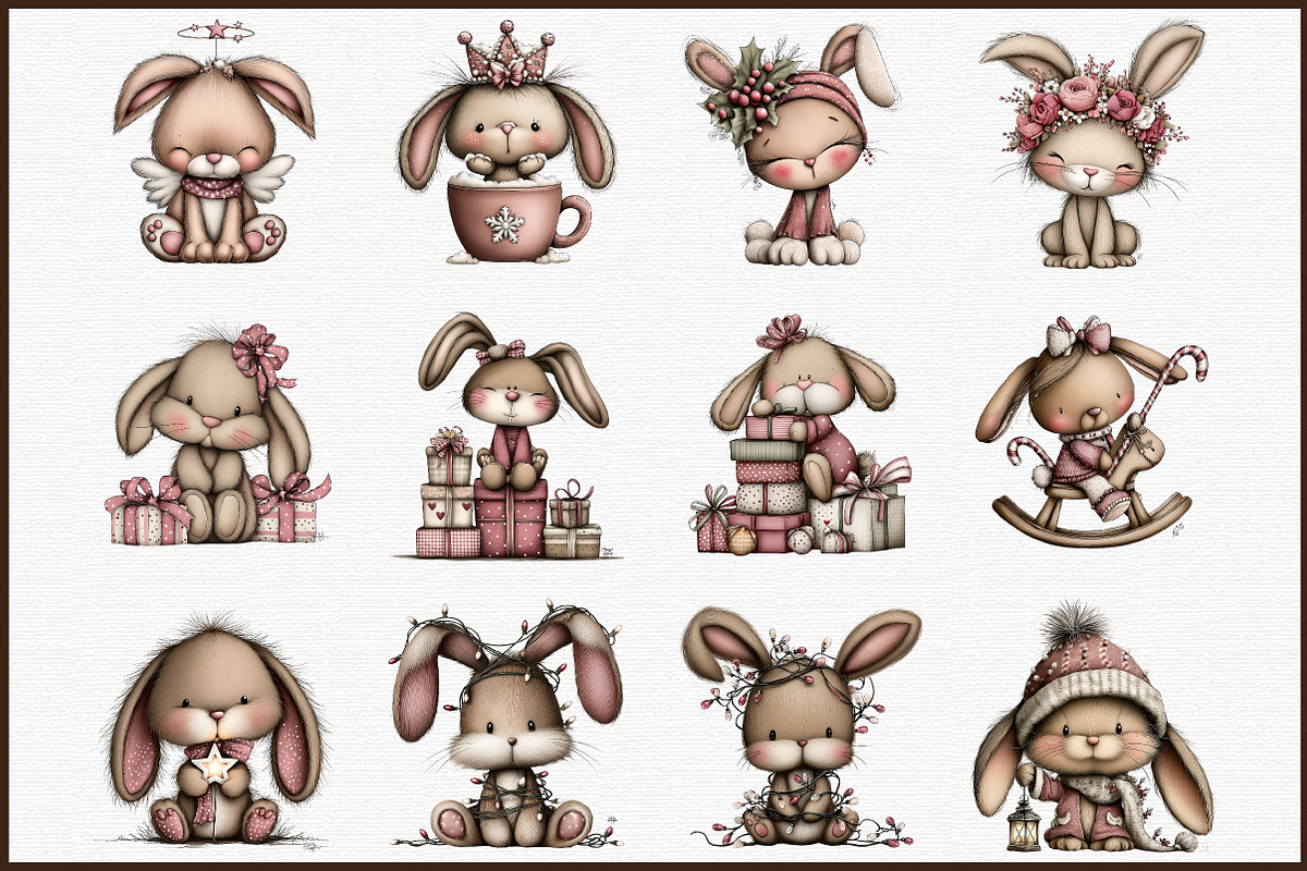 Christmas Bunny Clipart Bundle, an Illustration by Sublimation Artist (Photo 3 of 6)