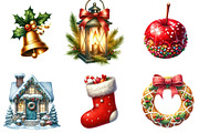 Christmas Elements Clipart, an Illustration by DreamArtGraphic (Thumbnail 4 of 5)