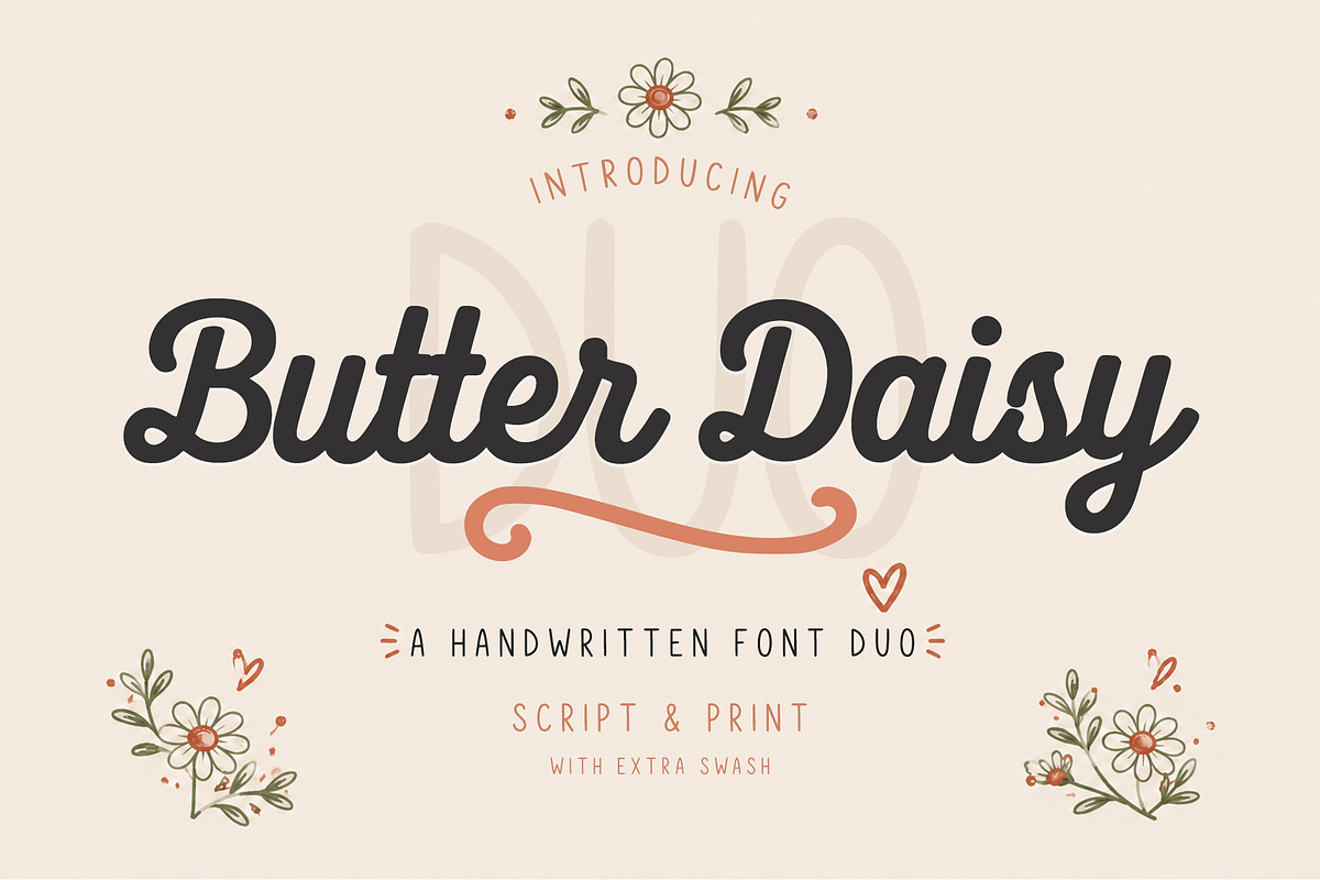 Butter Daisy font duo, a Handwritten Font by cocodesign (Photo 1 of 8)