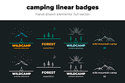 Camping linear Badges, an Illustration by 2dvillShop (Thumbnail 1 of 8)