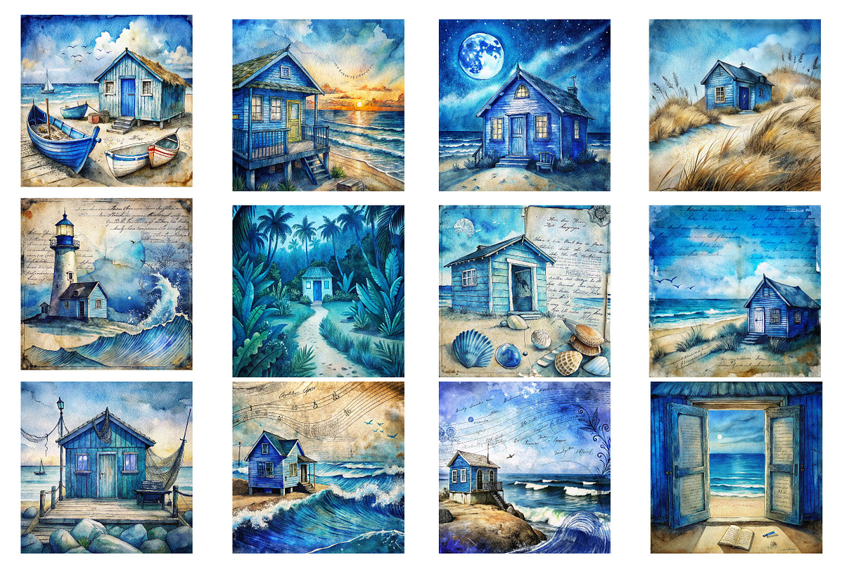 Watercolor Blue Beach Digital Papers, a Photo by Wow Magic (Photo 2 of 2)