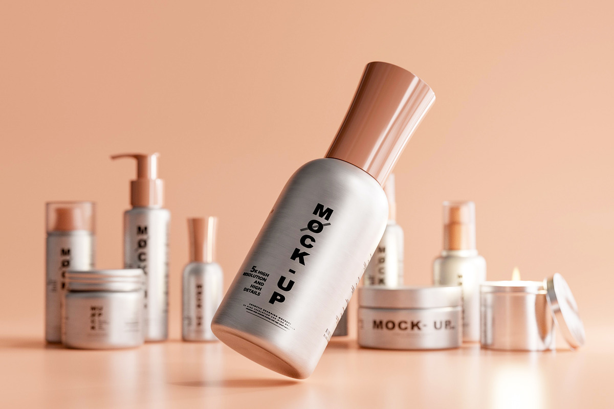 Aluminum Cosmetic Mockup Bundle, a Cups & Container Mockup by pmvch (Photo 8 of 206)